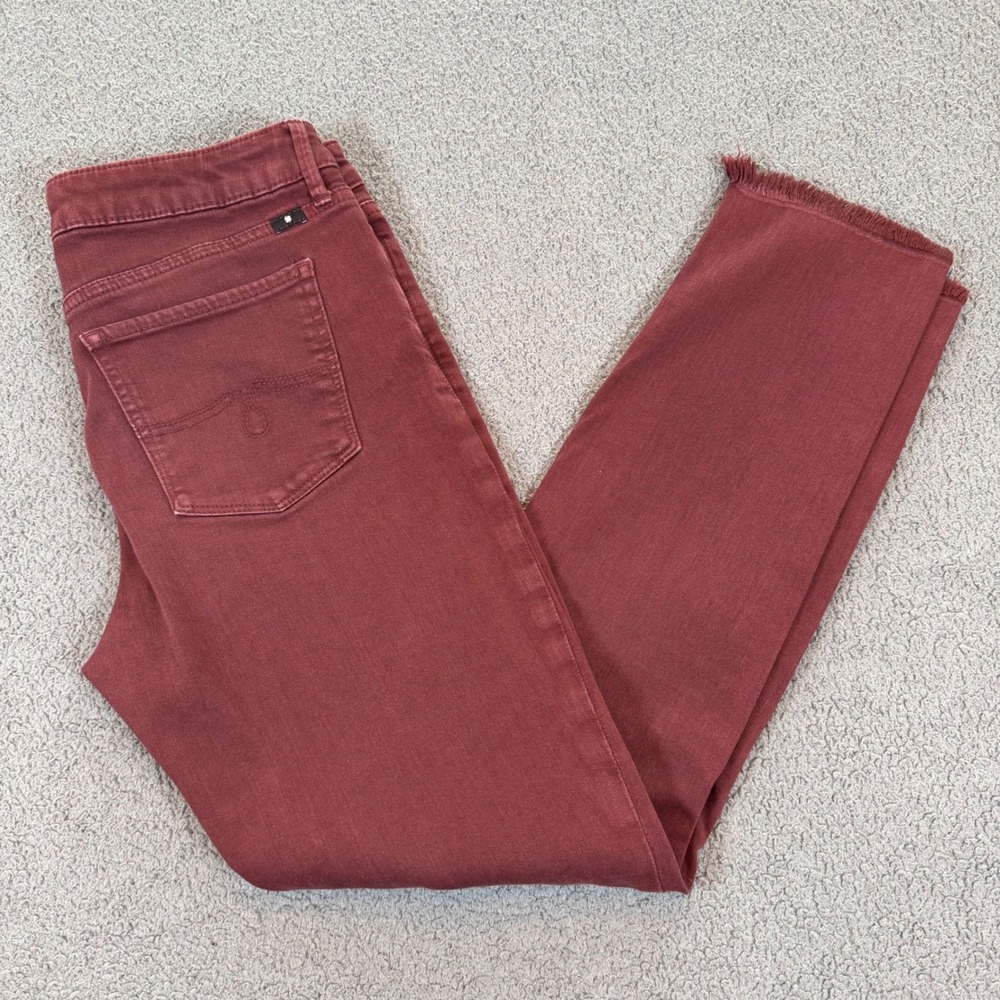 Lucky Brand Lolita Skinny Jeans Burgundy Frayed Hem 6 28 Mid Rise Denim